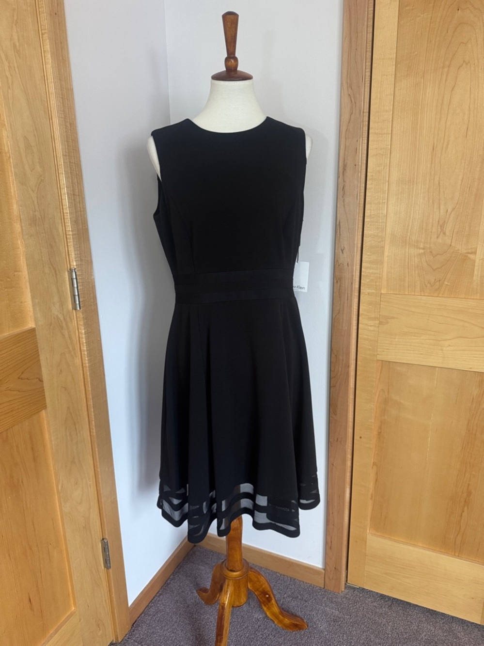 Calvin Klein Black Sleeveless Midi Dress